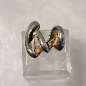 Vintage Handmade Sterling Silver Squiggle Artwork Ring Size 4.5